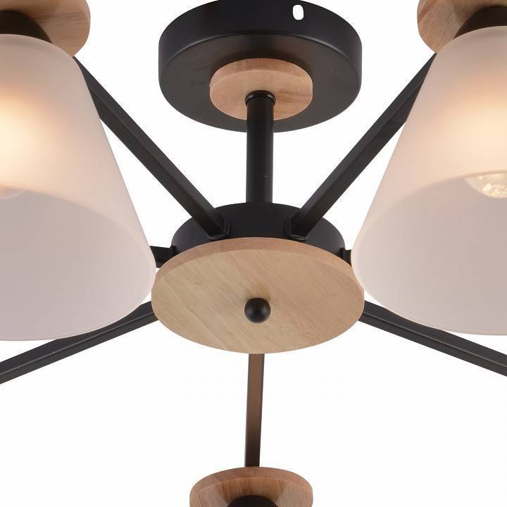 Люстра на штанге Reluce 01625-1 7 ламп 01625-0.3-07 BK+WOOD