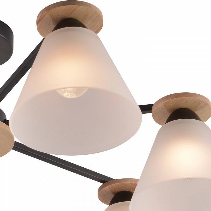 Люстра на штанге Reluce 01625-1 7 ламп 01625-0.3-07 BK+WOOD