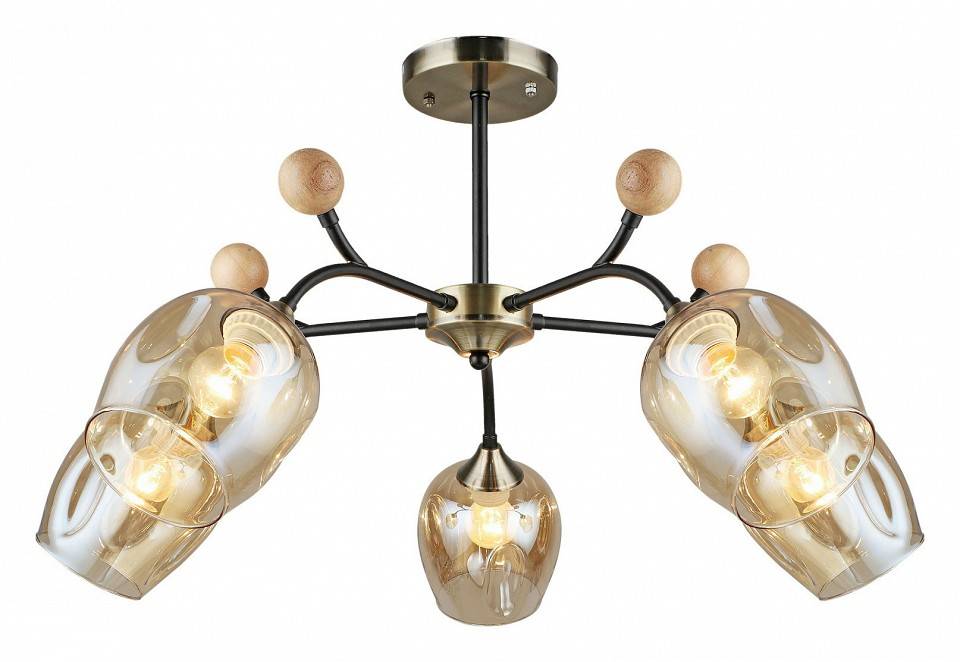 Люстра на штанге Reluce 02009-2 5 ламп 02009-0.3-05 AB+BK