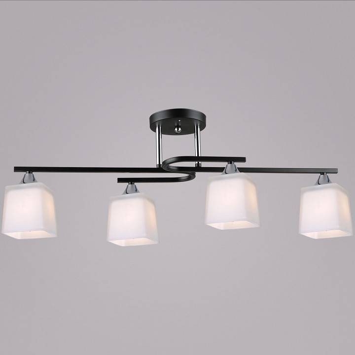 Люстра на штанге De Markt 06194-0.3-04 4xE27 черный/хром 06194-0.3-04 BK+CH