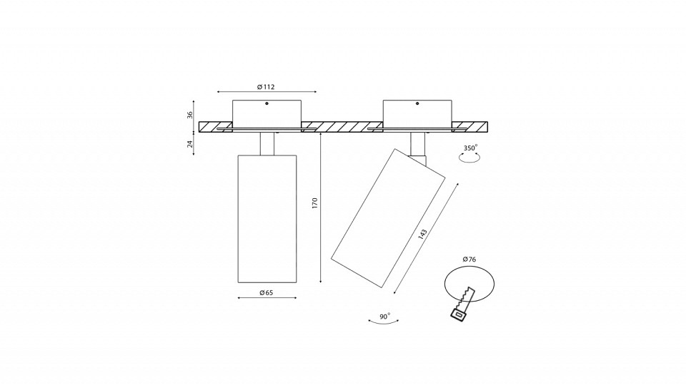 Крепление для встраивания светильника SWG PRO Villy VL-M1-BL