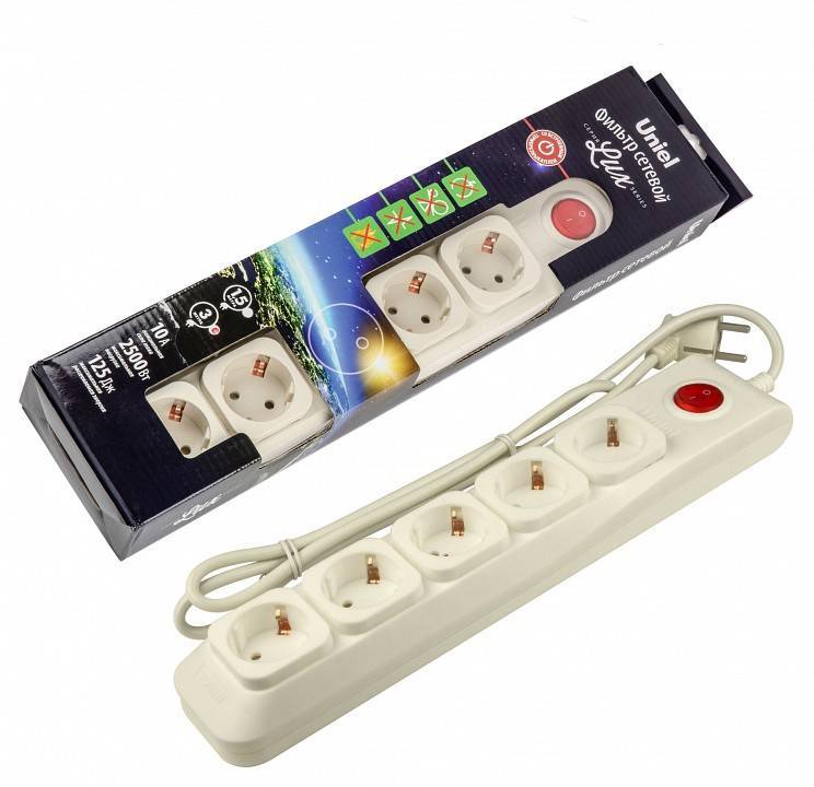 Удлинитель с выключателем Uniel S-GSL5 5 розеток 5 м UL-00001754