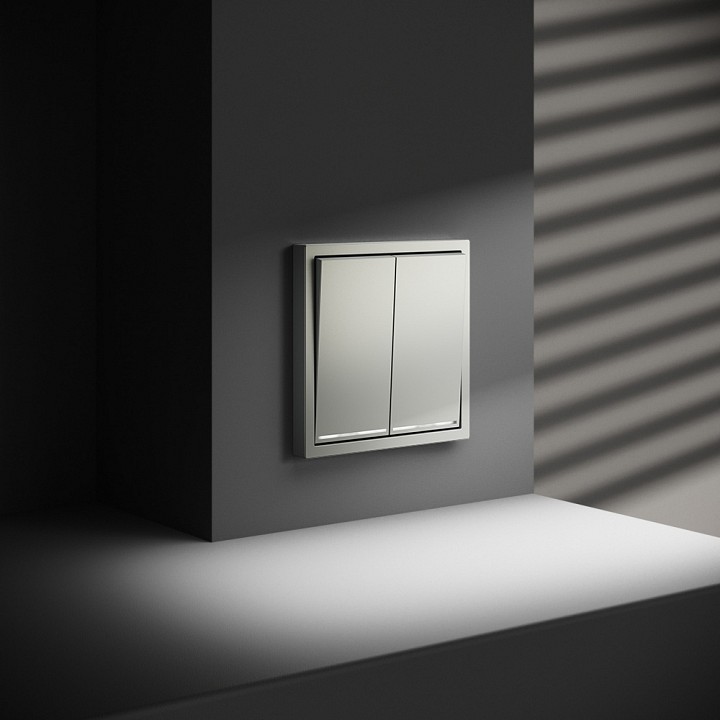 Выключатель двухклавишный с подсветкой без рамки Voltum S70 VLS020205