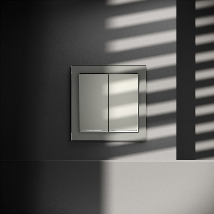 Выключатель двухклавишный с подсветкой без рамки Voltum S70 VLS020205