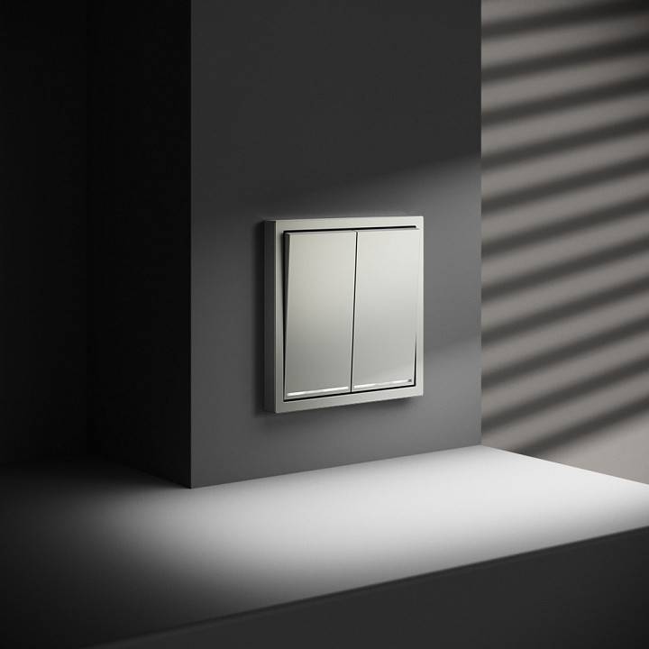 Выключатель проходной двухклавишный с подсветкой без рамки Voltum S70 VLS020405