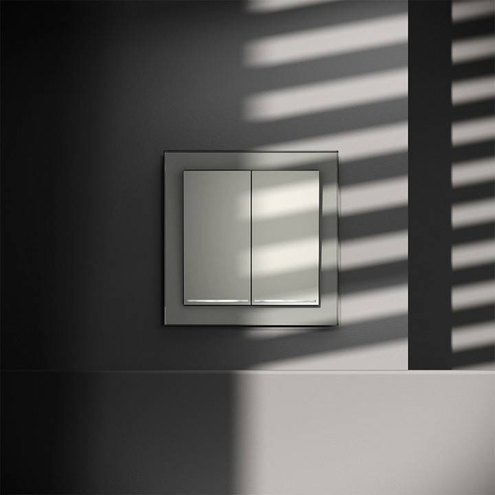 Выключатель проходной двухклавишный с подсветкой без рамки Voltum S70 VLS020405