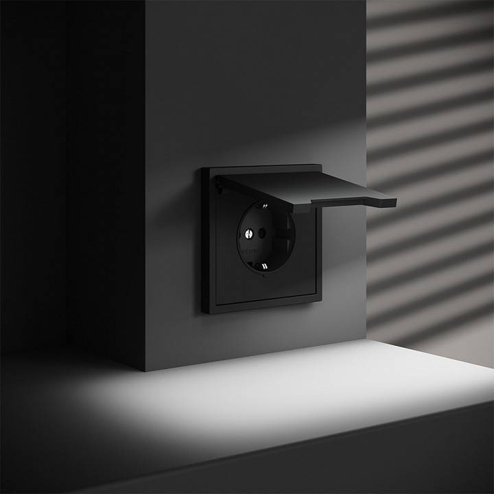 Розетка с заземлением и со шторкой, без рамки с крышкой Voltum S70 VLS040308