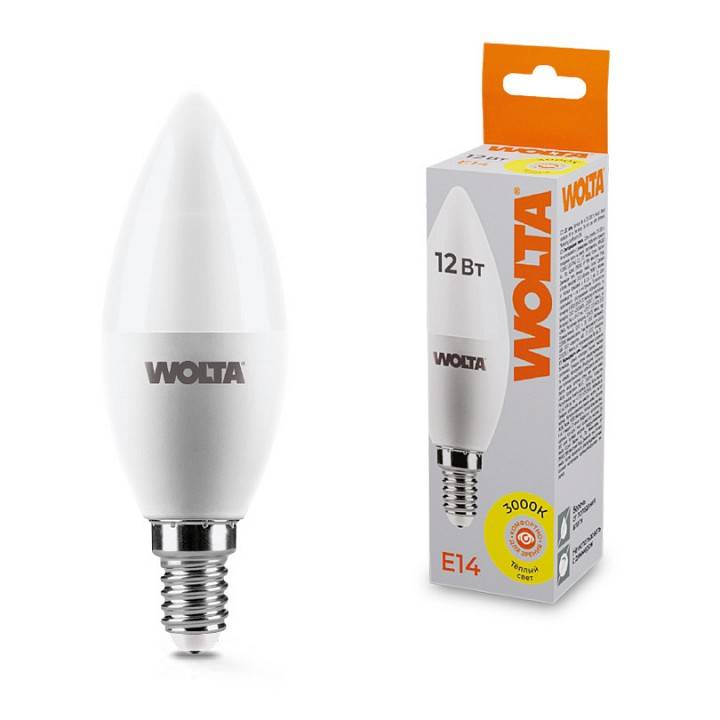 Лампа светодиодная Wolta  E14 12Вт 3000K 25YC12E14