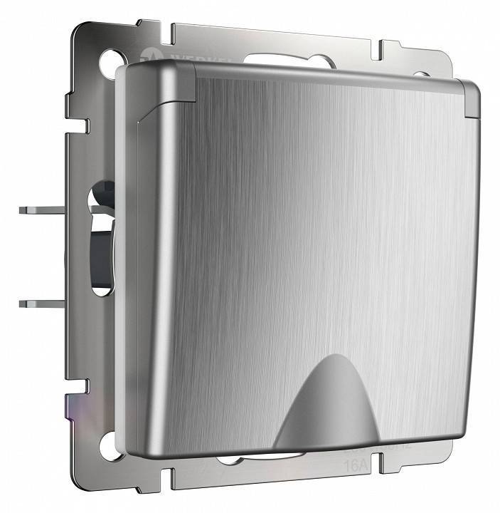 Розетка влагозащищенная с заземлением и шторками Werkel серебряный рифленый без рамки W1171209