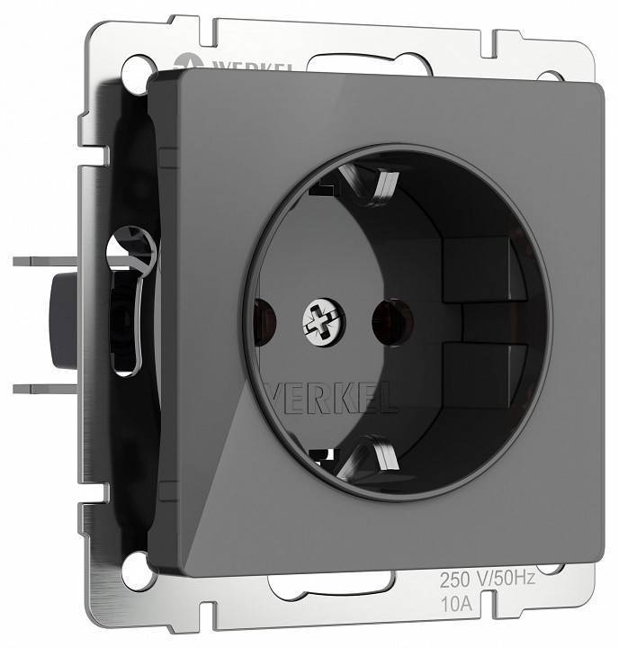 Розетка с заземлением и с шторками, без рамки Werkel Графит акрил W1171144