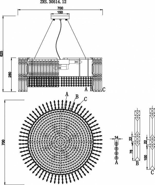 Подвесная люстра Zortes Ice queen ZRS.30514.12