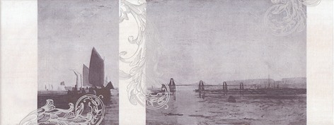 Декор Kerama Marazzi Ньюпорт Корабли фиолетовый 15x40 см STG/C208/15010