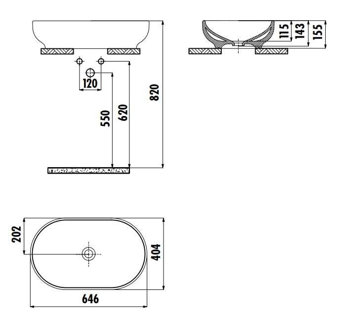 Раковина накладная Creavit Minimal 40х65 см белая MN165-00CB00E-0000
