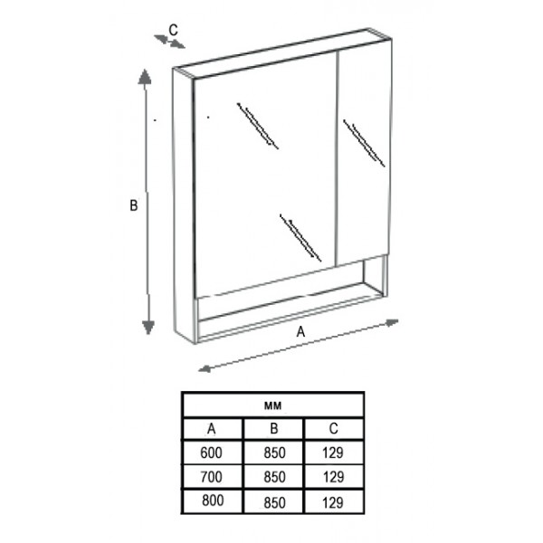 Зеркальный шкаф Roca The Gap Original 700 мм белый матовый ZRU9302749