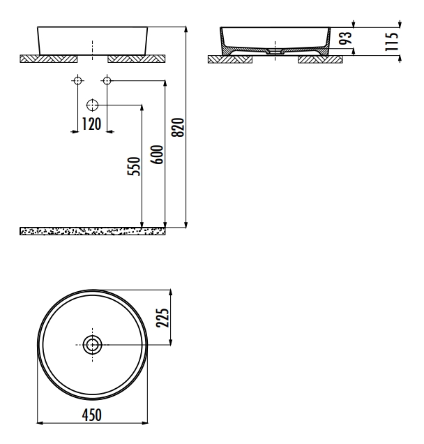 Раковина накладная Creavit LOOP 45 см белый матовый LP145-00MB00E-0000