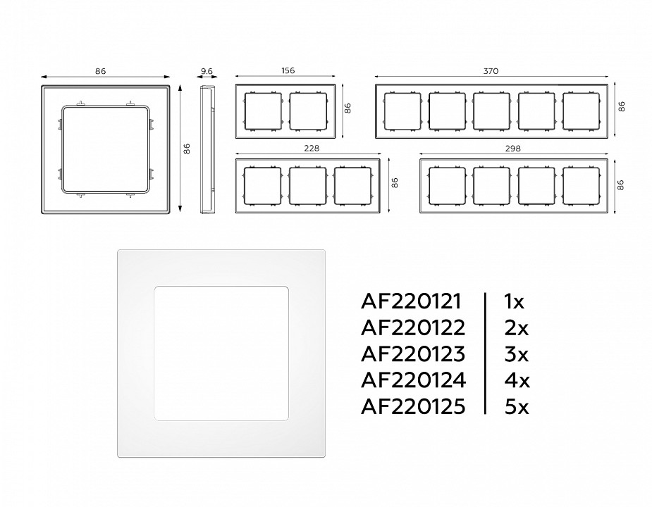 Рамка на 5 постов Ambrella Volt Techno AF220125