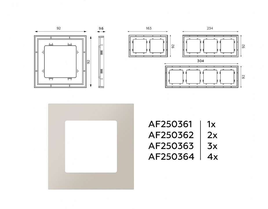 Рамка на 3 поста Ambrella Volt Qubi AF250363