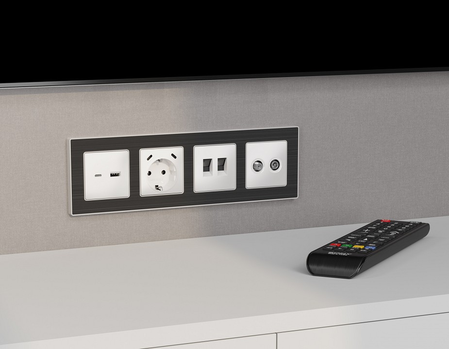 Накладка для розетки RJ-11 или RJ-45 Ambrella Volt ALFA AP1321