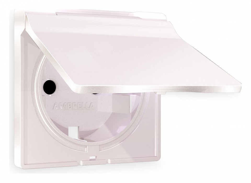 Накладка для розетки влагозащищенной с заземлением и со шторками с крышкой Ambrella Volt Quant AP2080