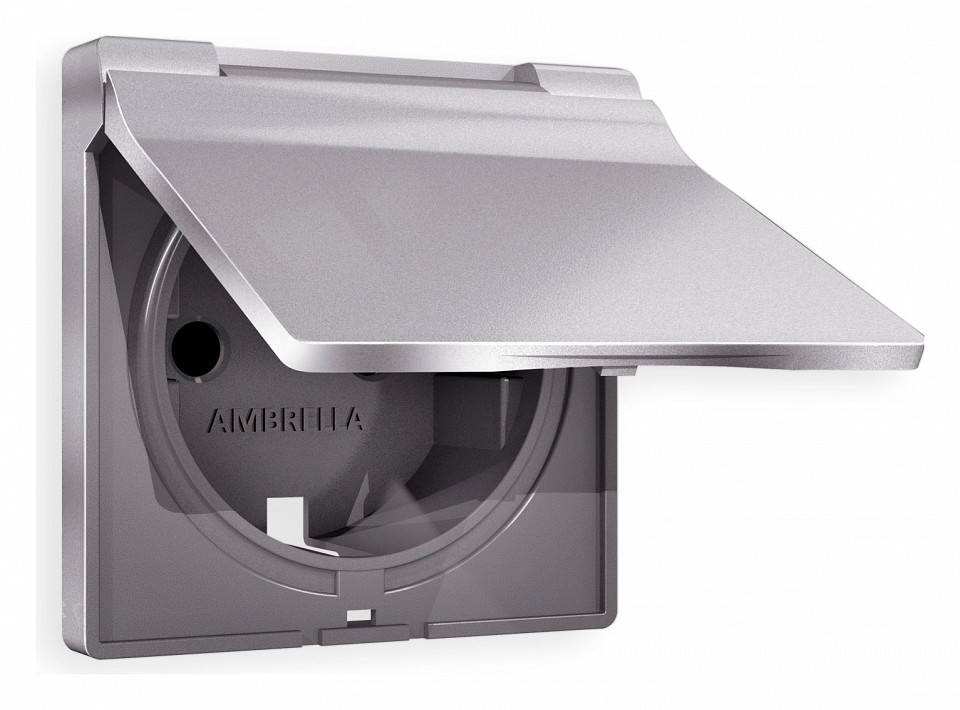 Накладка для розетки влагозащищенной с заземлением и со шторками с крышкой Ambrella Volt Quant AP5080