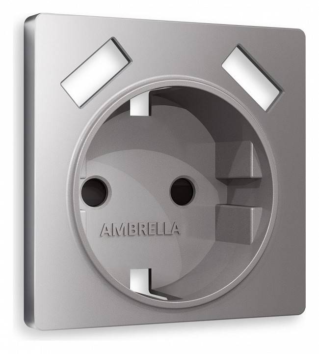 Накладка для розетки с заземлением и со шторками и 2хUSB type A Ambrella Volt Quant AP5090