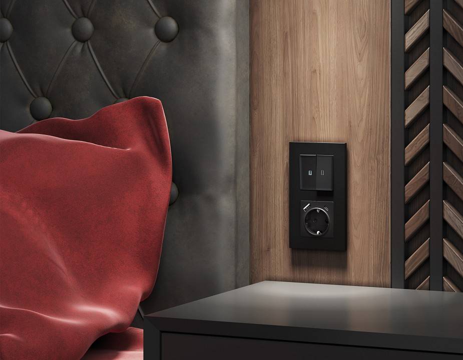 Накладка для розетки с заземлением и со шторками и 2хUSB type A и C Ambrella Volt Quant AP8100