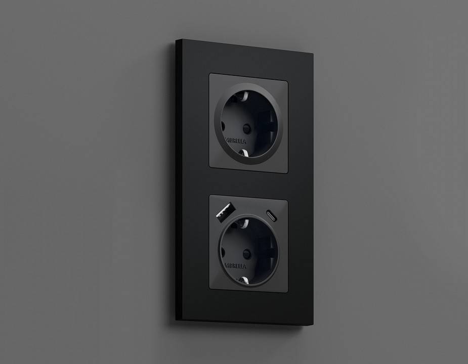 Накладка для розетки с заземлением и со шторками Ambrella Volt Quant AP9070