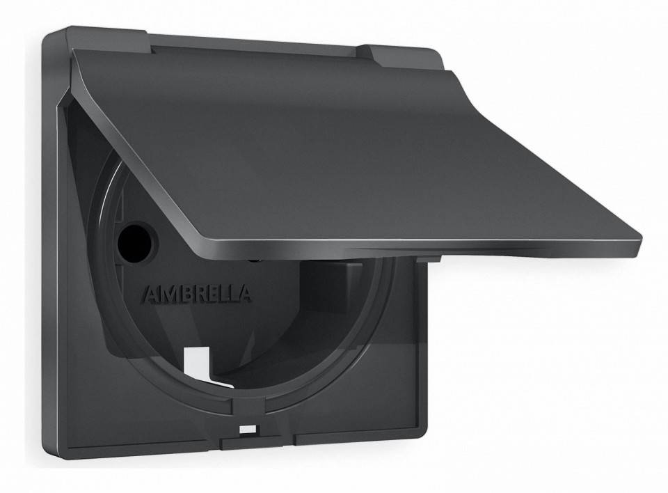 Накладка для розетки влагозащищенной с заземлением и со шторками с крышкой Ambrella Volt Quant AP9080