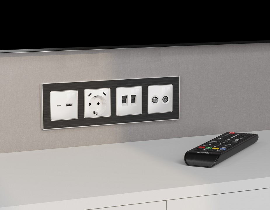 Розетка двойная Ethernet RJ-45 без рамки Ambrella Volt MA MA112110