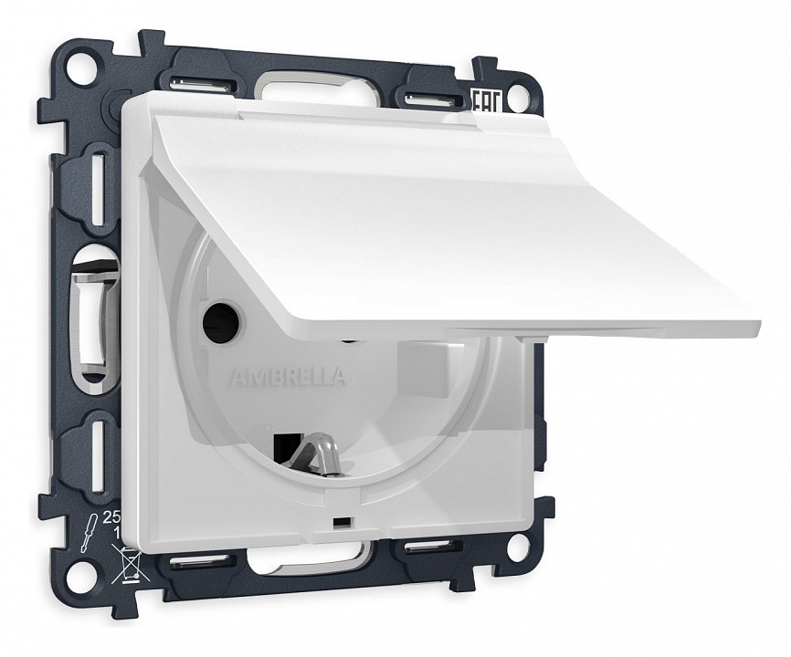 Розетка с заземлением и со шторкой, без рамки с крышкой Ambrella Volt Quant MA128010