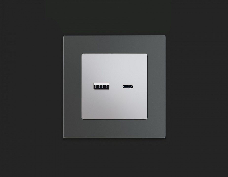 Розетка 2хUSB type A и C без рамки Ambrella Volt Quant MA411010