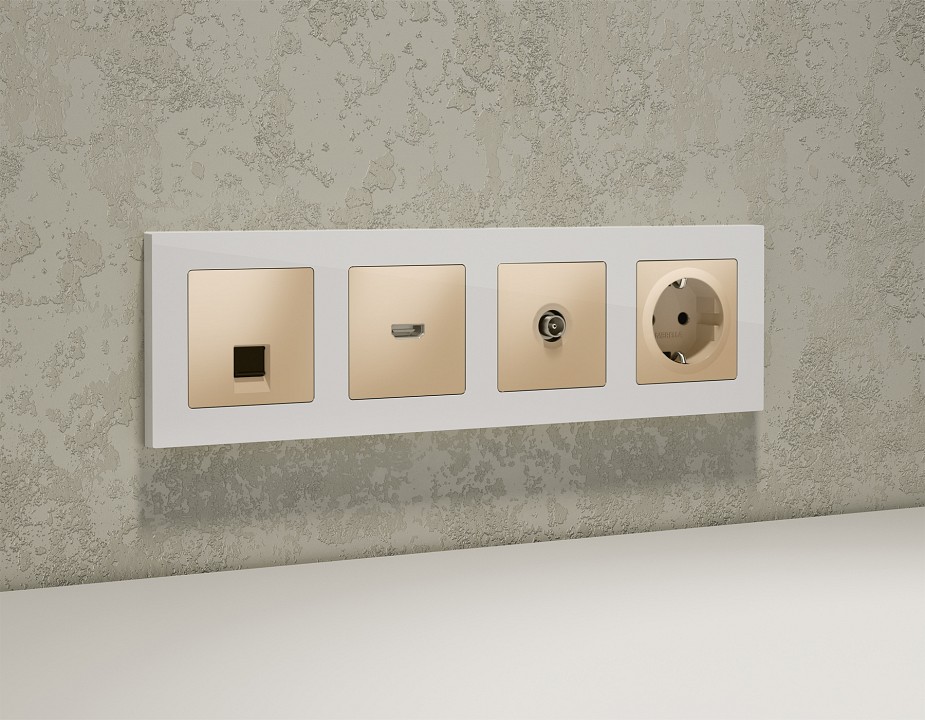 Розетка Ethernet RJ-45 и со шторками, без рамки Ambrella Volt ALFA MA612005