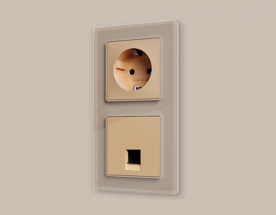 Розетка Ethernet RJ-45 и со шторками, без рамки Ambrella Volt ALFA MA612005