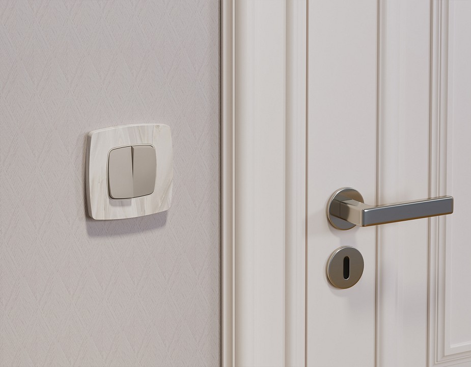 Выключатель перекрестный двухклавишный без рамки Ambrella Volt OMEGA MO363030