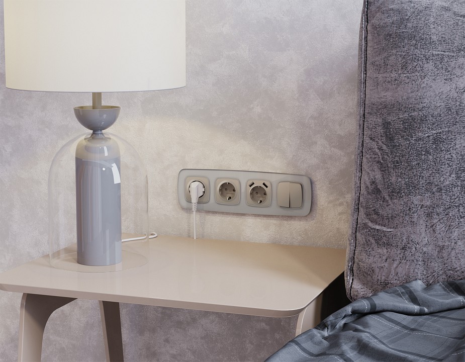 Выключатель перекрестный двухклавишный без рамки Ambrella Volt OMEGA MO363030