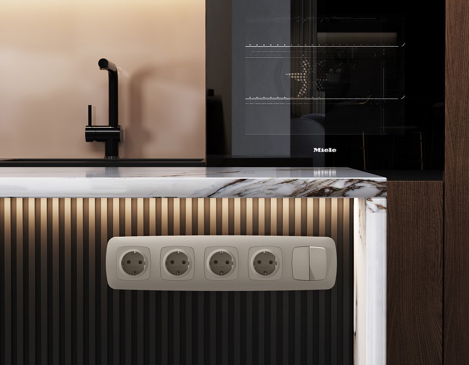 Выключатель перекрестный двухклавишный без рамки Ambrella Volt OMEGA MO363030