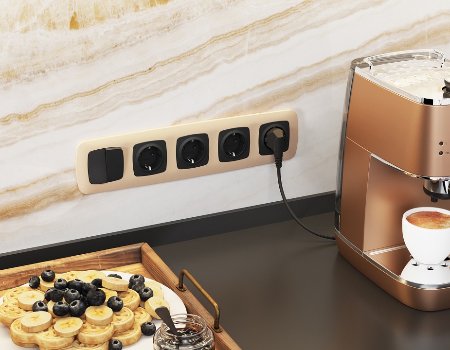 Выключатель перекрестный двухклавишный без рамки Ambrella Volt OMEGA MO803030