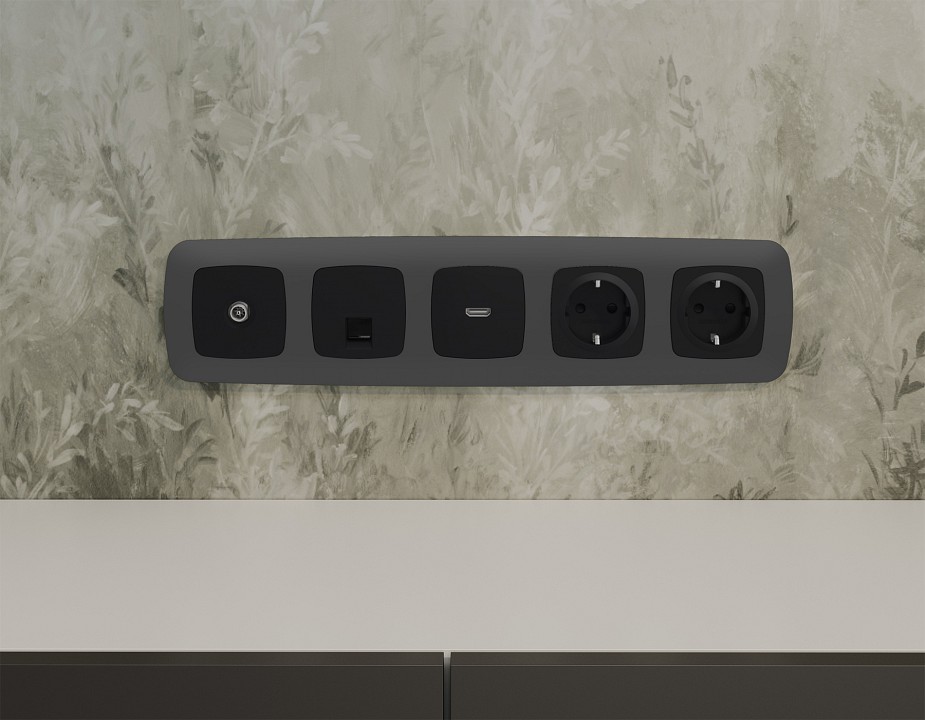 Розетка Ethernet RJ-45 и со шторками, без рамки Ambrella Volt OMEGA MO812005