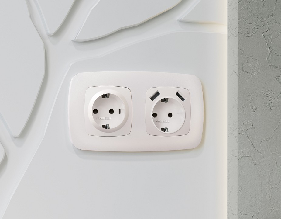 Накладка для розетки с заземлением и со шторками Ambrella Volt Quant OP2070