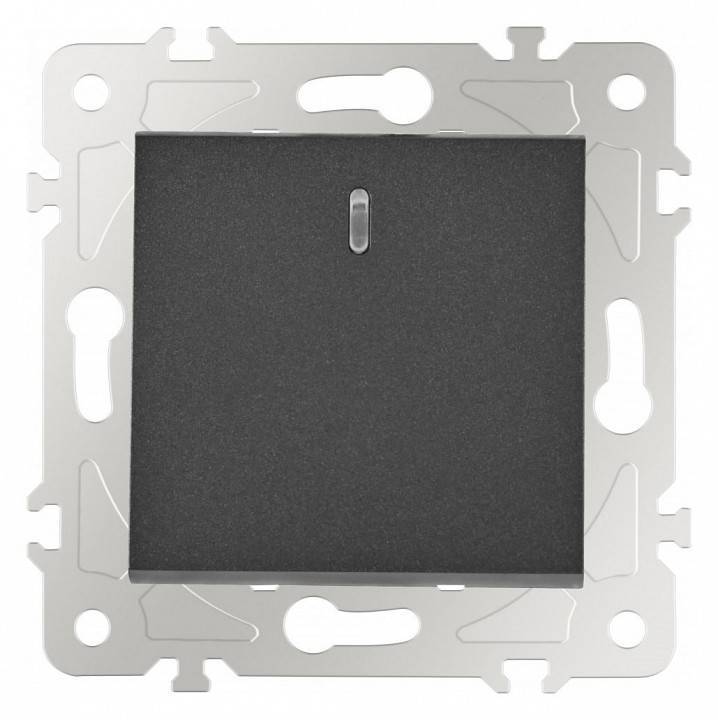 Выключатель проходной одноклавишный с подсветкой без рамки Arte Milano 203 203.33-1.black