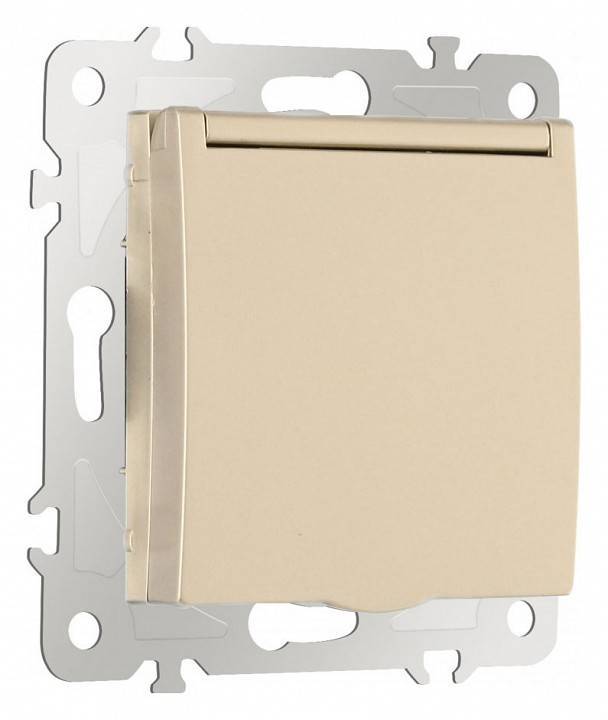 Розетка влагозащищенная с заземлением и со шторкой с крышкой Arte Milano am-206 206.41-1.shampan