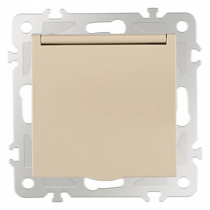 Розетка влагозащищенная с заземлением и со шторкой с крышкой Arte Milano am-206 206.41-1.shampan