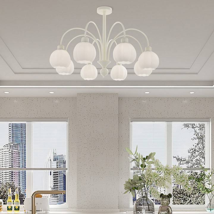 Люстра на штанге Arte Milano AM-Napoli 8 ламп D800 слоновая кость 315066/D800/8 IV