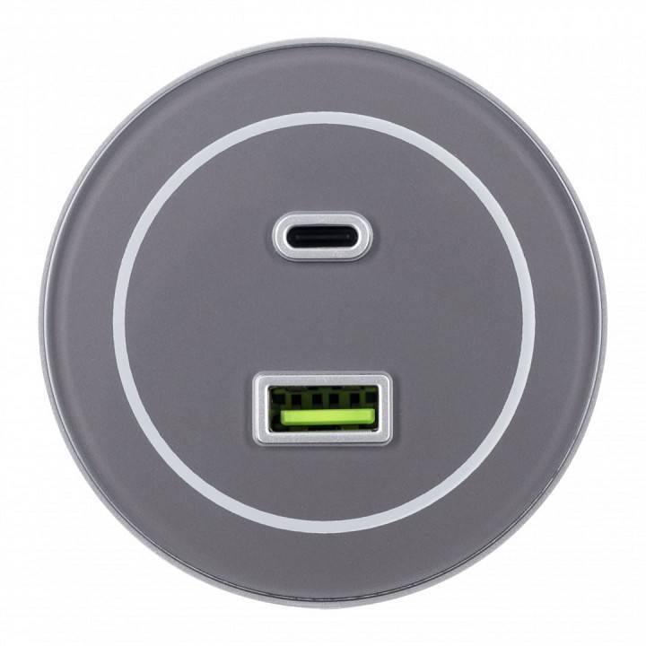 Розетка USB и Type-C на треке Arte Milano Am-track-sockets-39 серая 399732TS/USB-Type-C