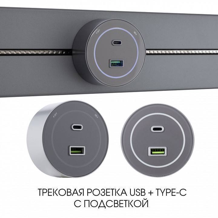 Розетка USB и Type-C на треке Arte Milano Am-track-sockets-39 серая 399732TS/USB-Type-C
