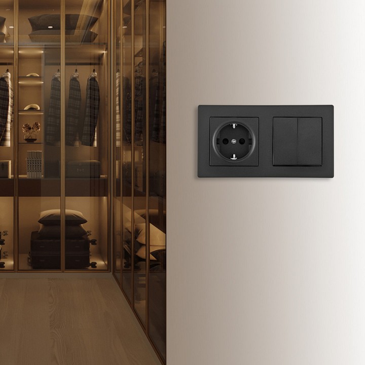 Блок с розеткой и выключателем Arte Milano SET06-2 SET06-2-30-2-40-1 black