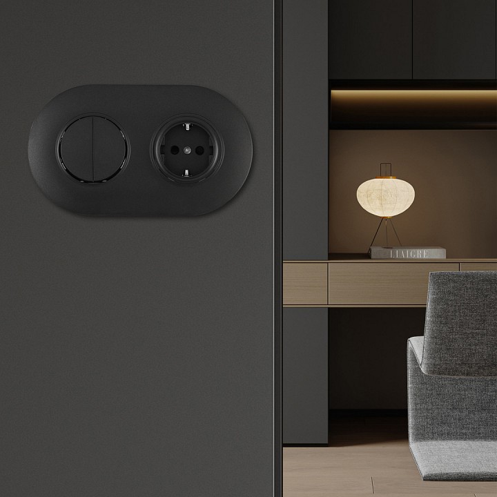 Блок с розеткой и выключателем Arte Milano SET08-2 SET08-2-40-1-30-2 black