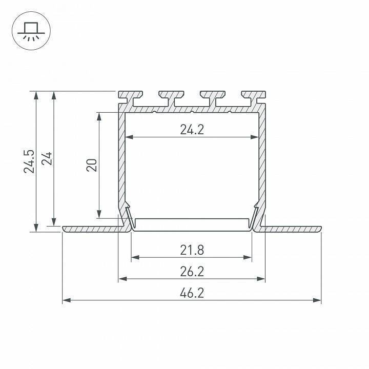 Профиль встраиваемый Arlight PLS-LOCK-H25-FM-2000 ANOD 016447