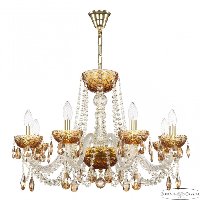 Подвесная люстра Bohemia Ivele Crystal 5402 5402/8/240 G Amber/M-1F K721