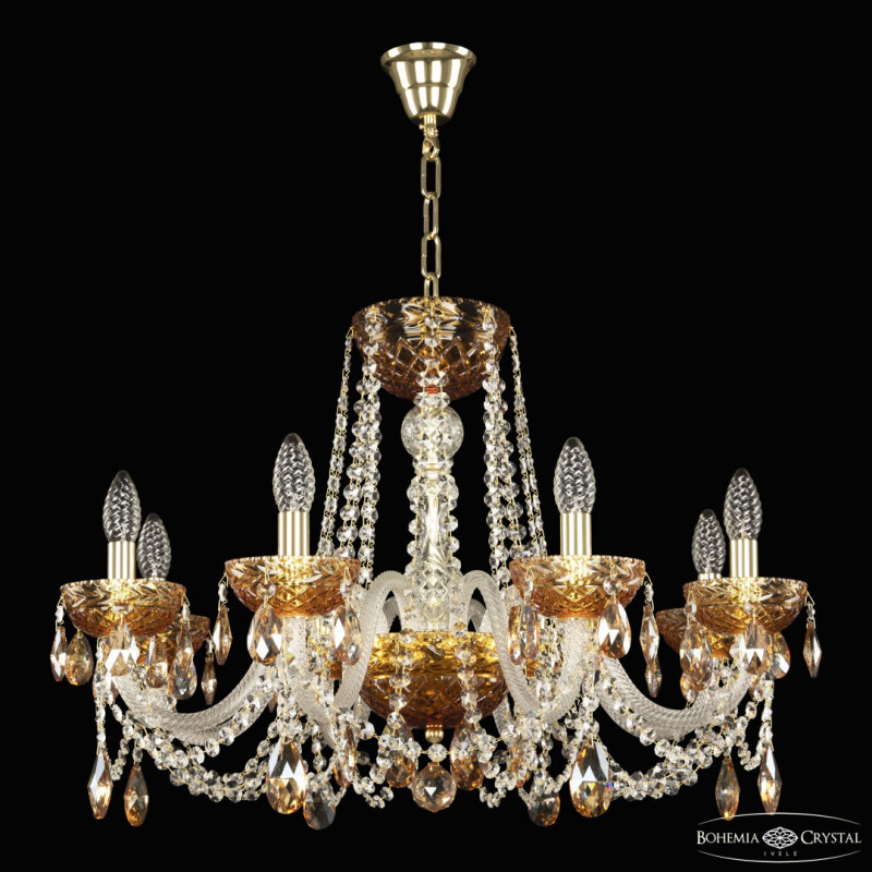 Подвесная люстра Bohemia Ivele Crystal 5402 5402/8/240 G Amber/M-1F K721